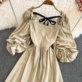 Cute Bow Puff Sleeve Dress HZ1023