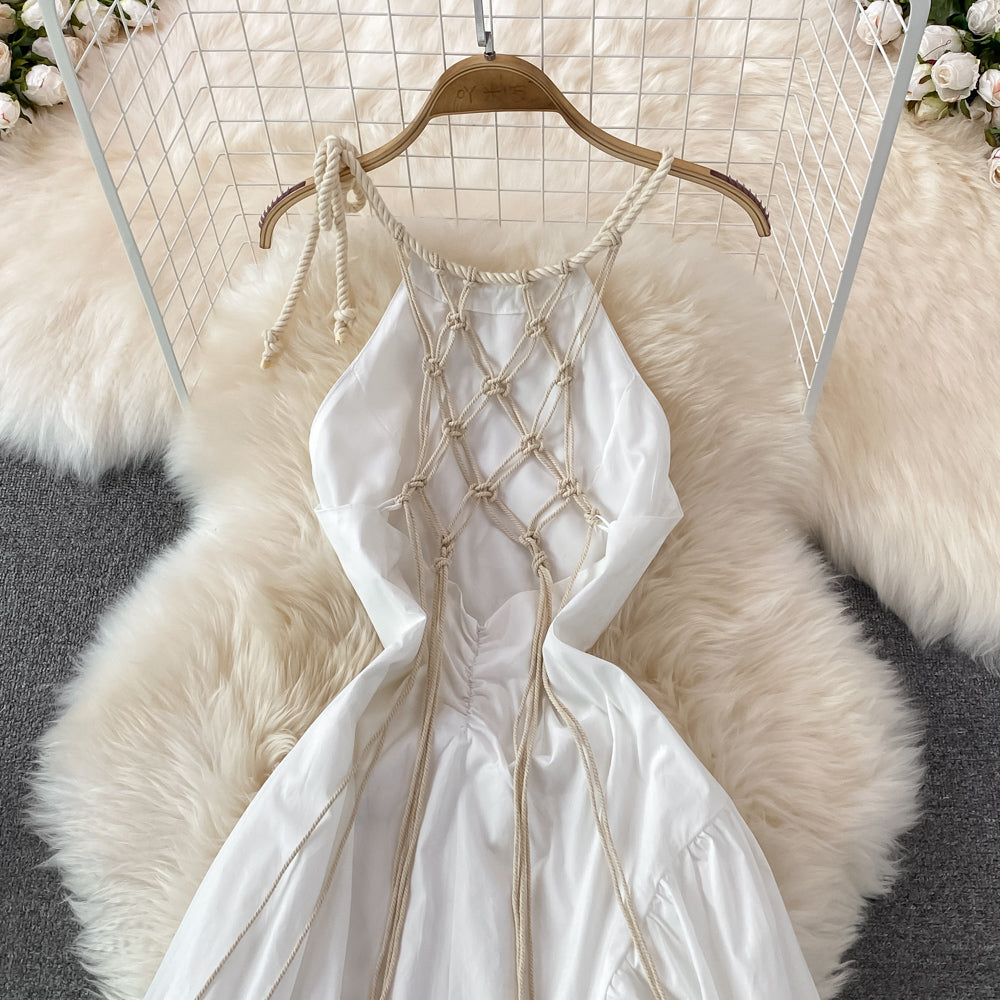 White A Line Backless Short Dress Fashion Dress HZ1023