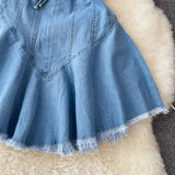Cute Lace-Up Denim Dress A Line Fashion Dress HZ1023