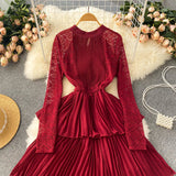 A Line Chiffon Lace Long Sleeve Dress Fashion Dress HZ1023