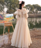 Cute tulle sequins long prom dress A line evening dress HZ1023