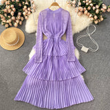 A Line Chiffon Lace Long Sleeve Dress Fashion Dress HZ1023