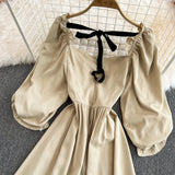 Cute Bow Puff Sleeve Dress HZ1023