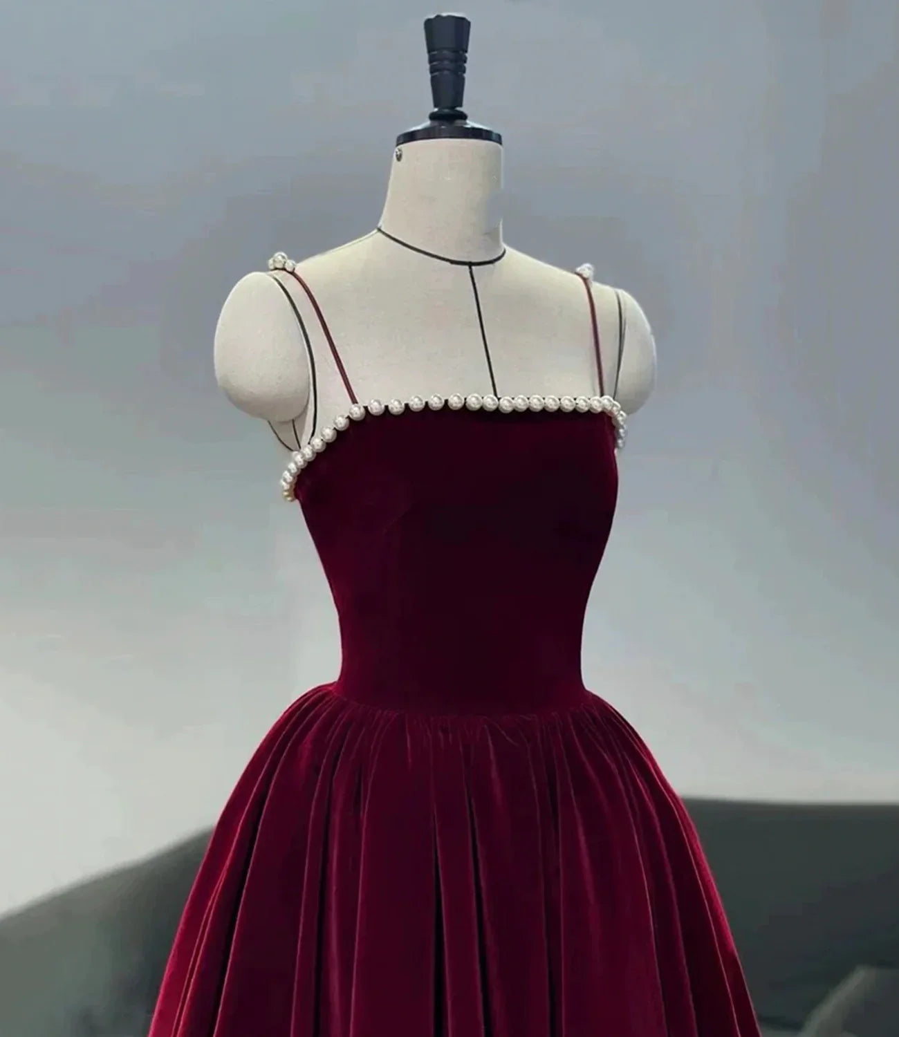 Cute velvet pearl short A line prom dress homecoming dress HZ1023