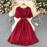 Cute V Neck Lace Short Dress A Line Fashion Dress HZ1023