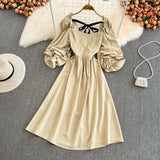 Cute Bow Puff Sleeve Dress HZ1023