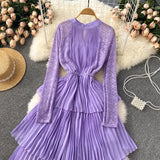 A Line Chiffon Lace Long Sleeve Dress Fashion Dress HZ1023
