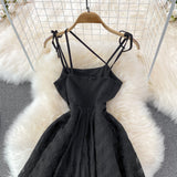 Black Irregular Backless Dress A Line Fashion Dress HZ1023