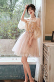 Cute tulle applique short prom dress homecoming dress HZ1023