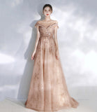 Stylish tulle sequins long prom dress evening dresses HZ1023