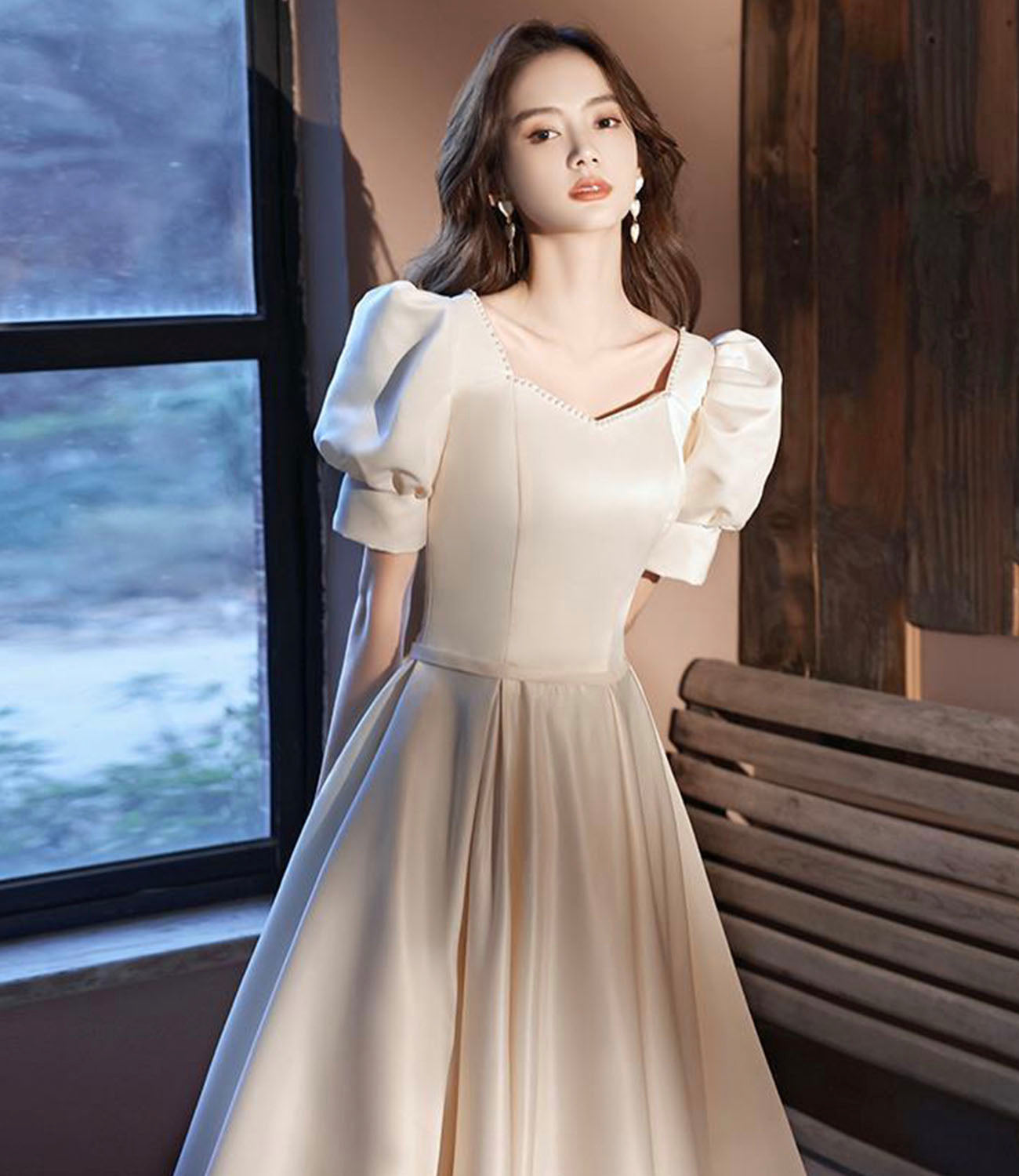 Cute satin short prom dress A line homecoming dress HZ1023