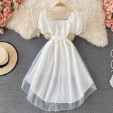 A Line High Low Dress White Fashion Dress Black A Line Dress HZ1023