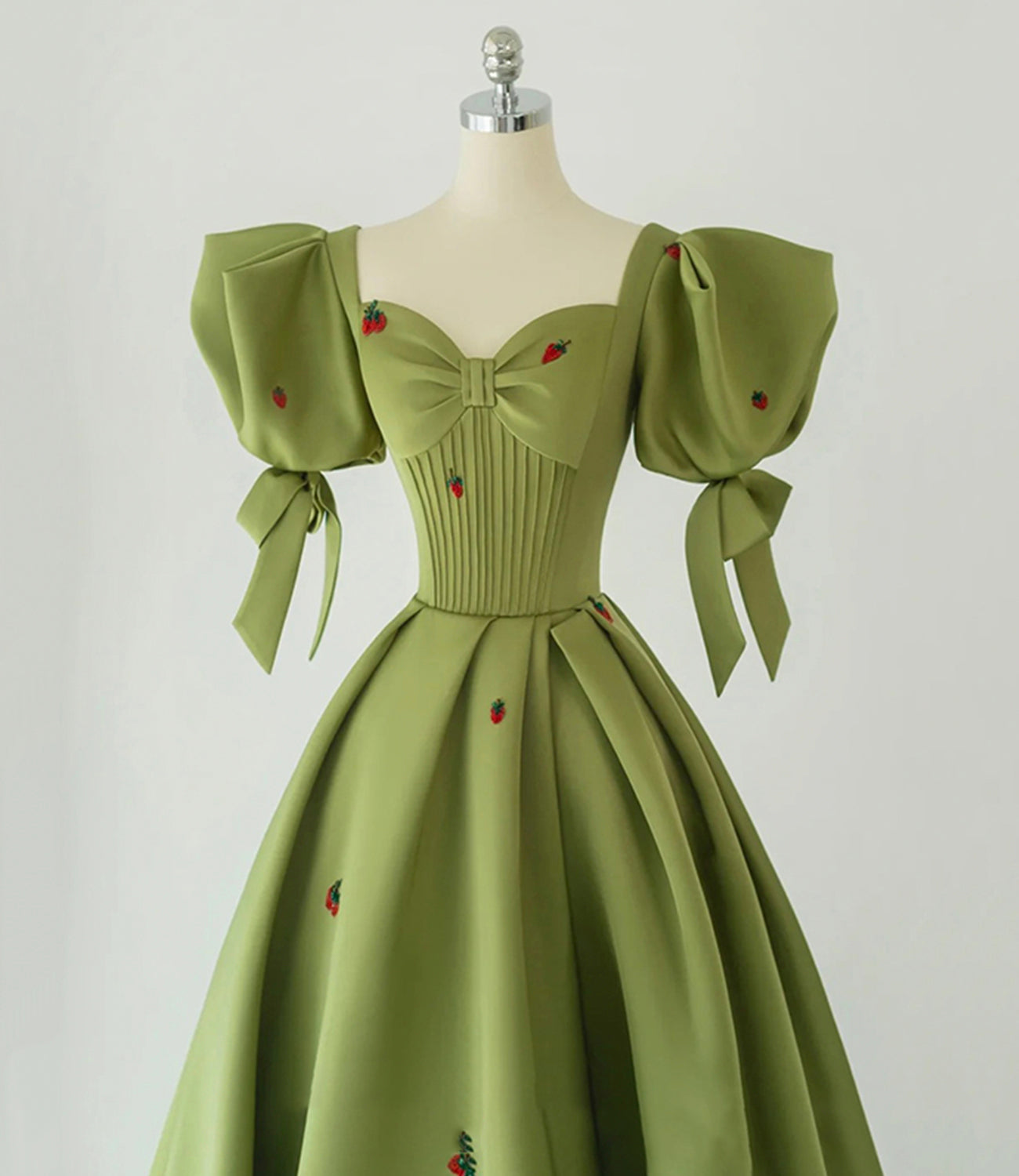 Cute strawberry long prom dress green evening gown HZ1023