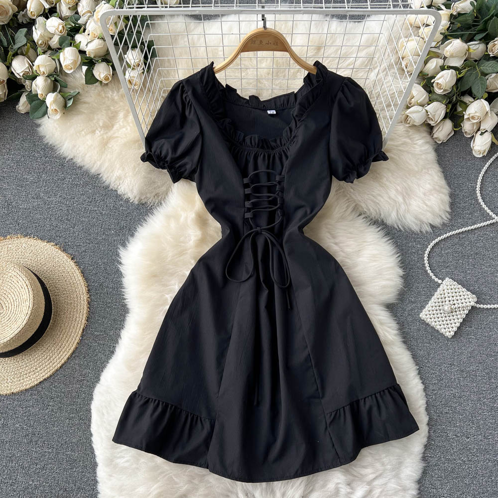 Cute A Line Lace Up Dress Fashion Girl Dress HZ1023