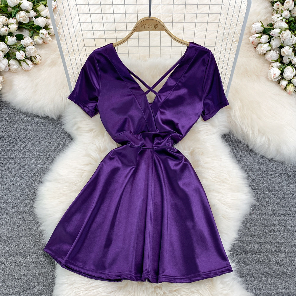 Sexy Bow Short A Line Dress Fashion Dress HZ1023