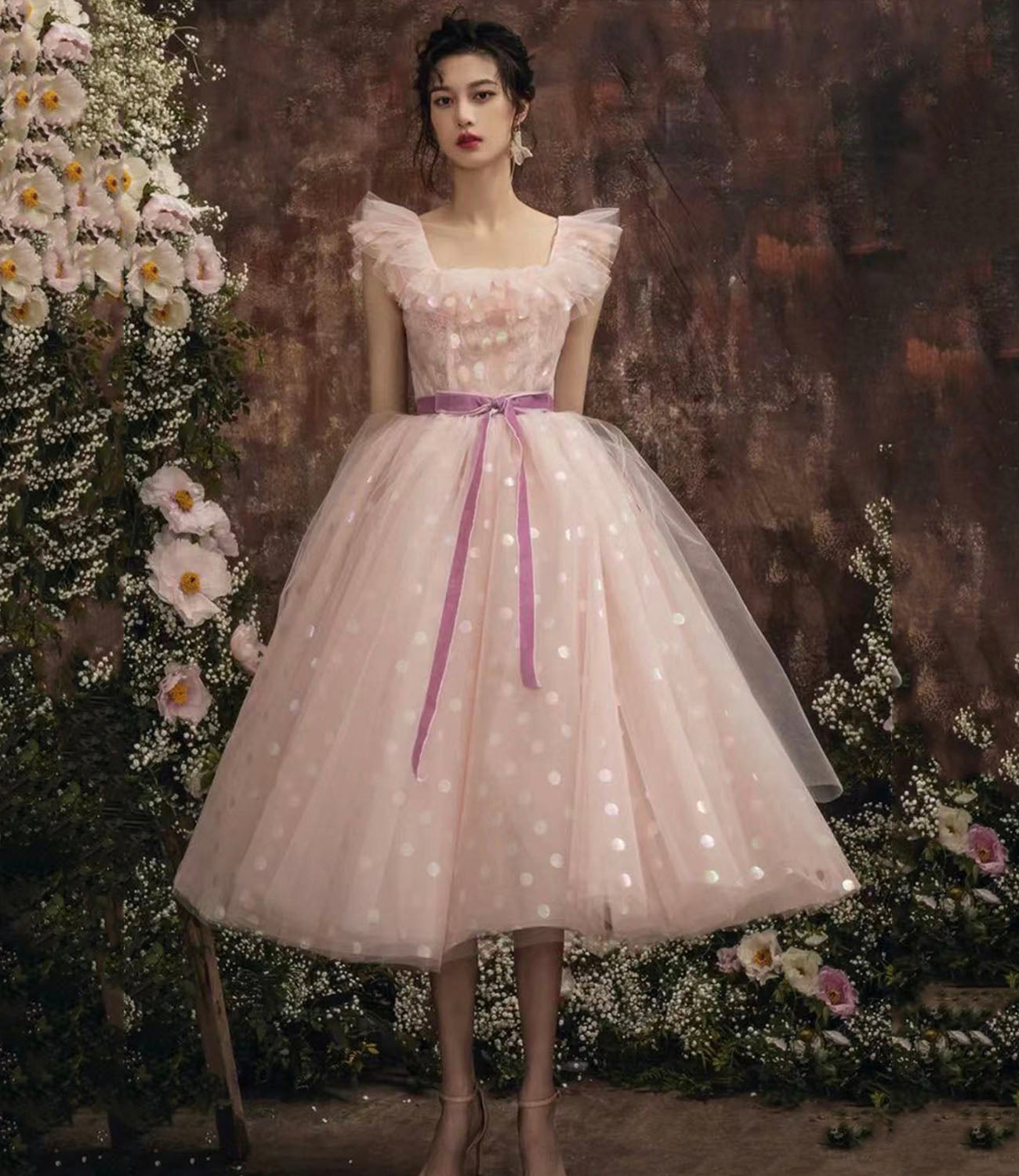 Pink tulle short prom dress A line homecoming dress HZ1023