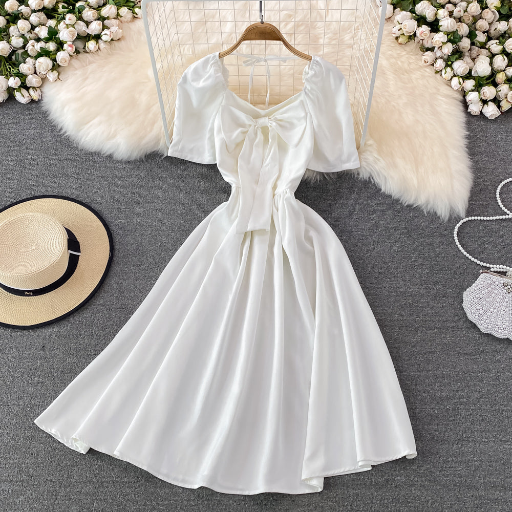 Cute Bow A Line Short Dress HZ1023