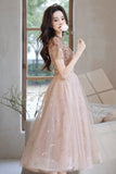 Cute tulle beads short prom dress A line party dress HZ1023