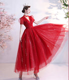 Red tulle short prom dress red homecoming dress HZ1023