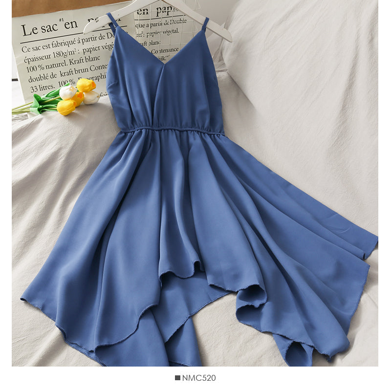 Cute V Neck Irregular Short Dress A Line Fashion Dress HZ1023