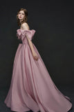Unique Design Pink Bow Satin Long Prom Dress Princess Dress HZ1023
