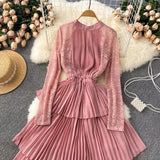 A Line Chiffon Lace Long Sleeve Dress Fashion Dress HZ1023