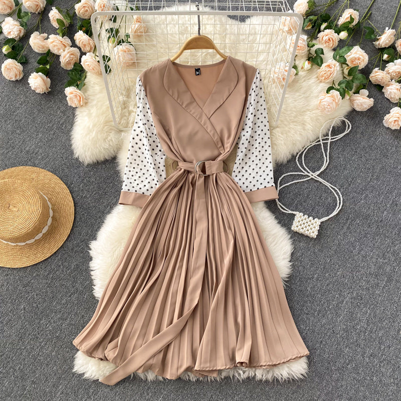 Cute V Neck Long Sleeve Dress A Line Fashion Dress HZ1023