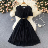 Cute V Neck Lace Short Dress A Line Fashion Dress HZ1023