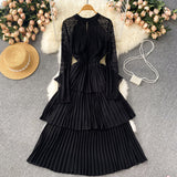 A Line Chiffon Lace Long Sleeve Dress Fashion Dress HZ1023
