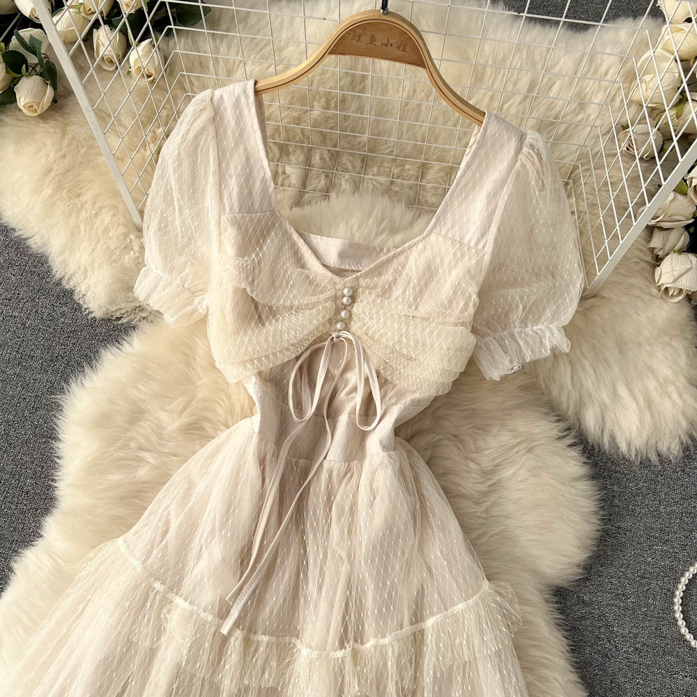 A Line Chiffon Lace Long Sleeve Dress Fashion Dress HZ1023