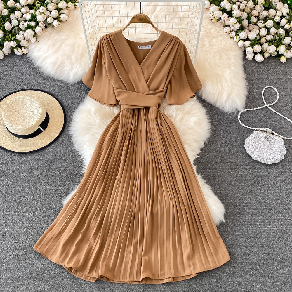 Simple V Neck Short Dress A Line Fashion Dress HZ1023