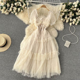 A Line Chiffon Lace Long Sleeve Dress Fashion Dress HZ1023