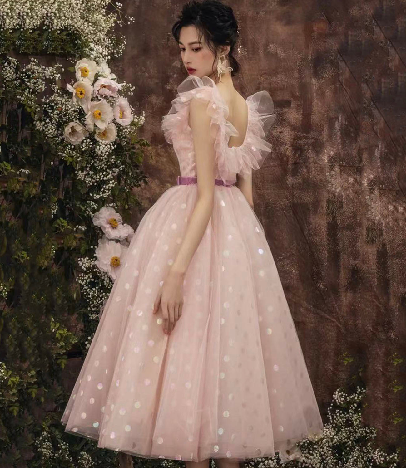 Pink tulle short prom dress A line homecoming dress HZ1023