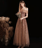 Shiny tulle sequins tea length prom dress evening dress HZ1023