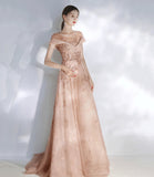 Stylish tulle sequins long prom dress evening dresses HZ1023
