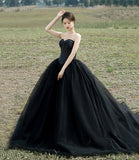 Black tulle long ball gown dress evening gown HZ1023