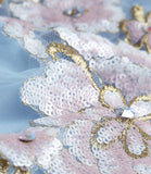 Blue tulle sequins long ball gown dress blue evening dress HZ1023