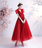 Red tulle short prom dress red homecoming dress HZ1023