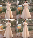 Cute tulle sequins long prom dress A line evening dress HZ1023