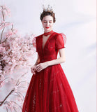 Red tulle short prom dress red homecoming dress HZ1023