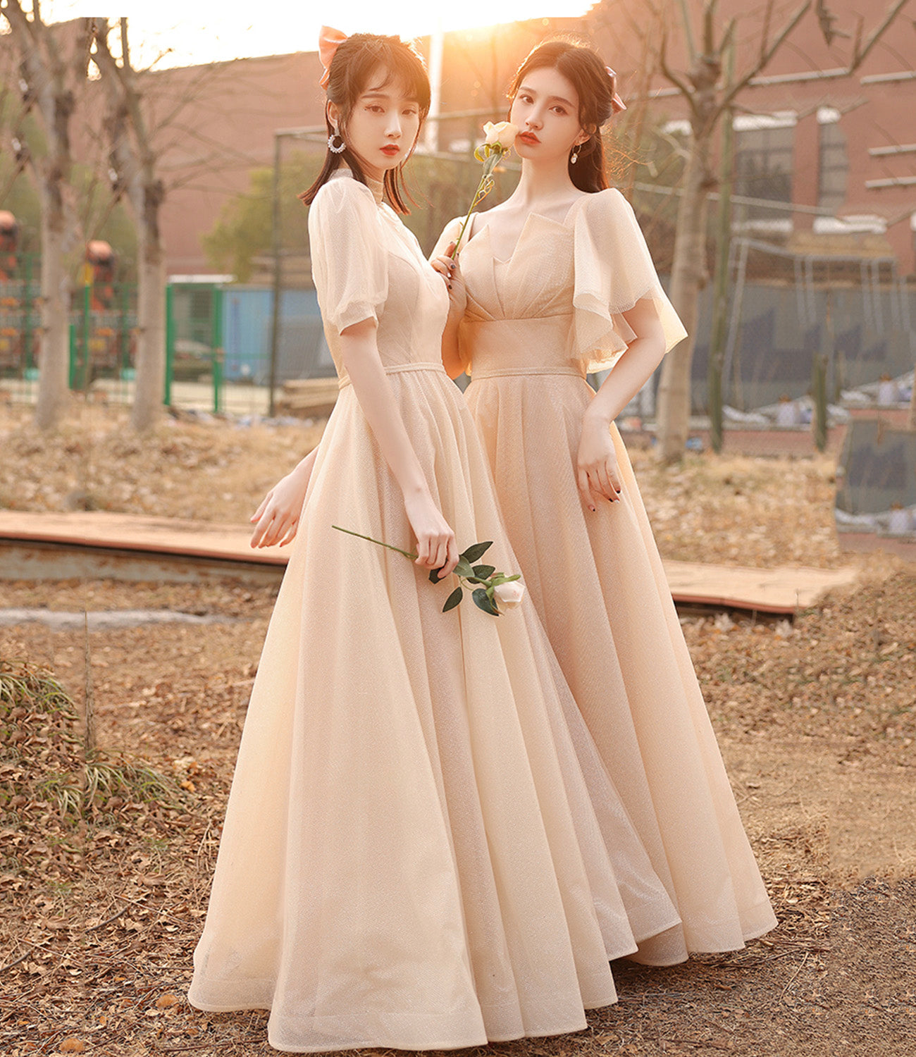 Cute tulle sequins long prom dress A line evening dress HZ1023