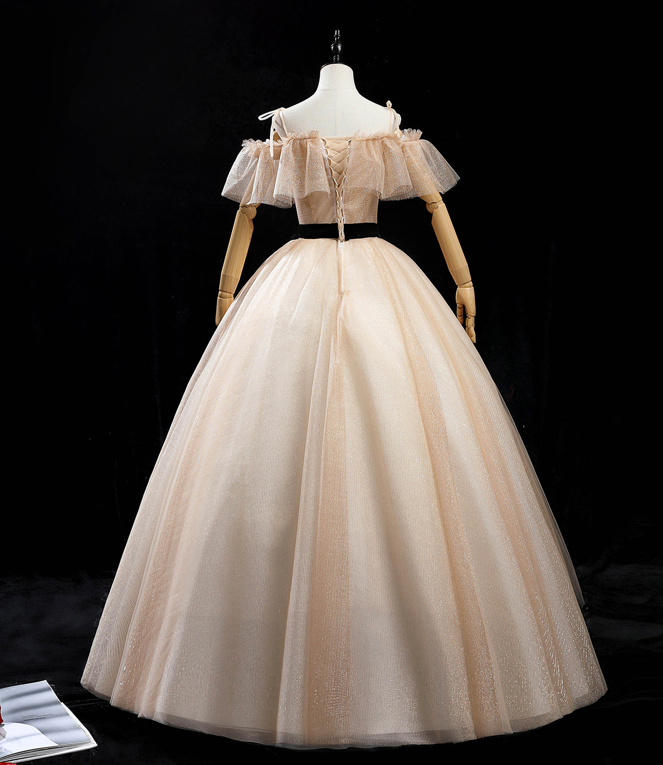 Champagne tulle sequins long prom dress formal dress HZ1023