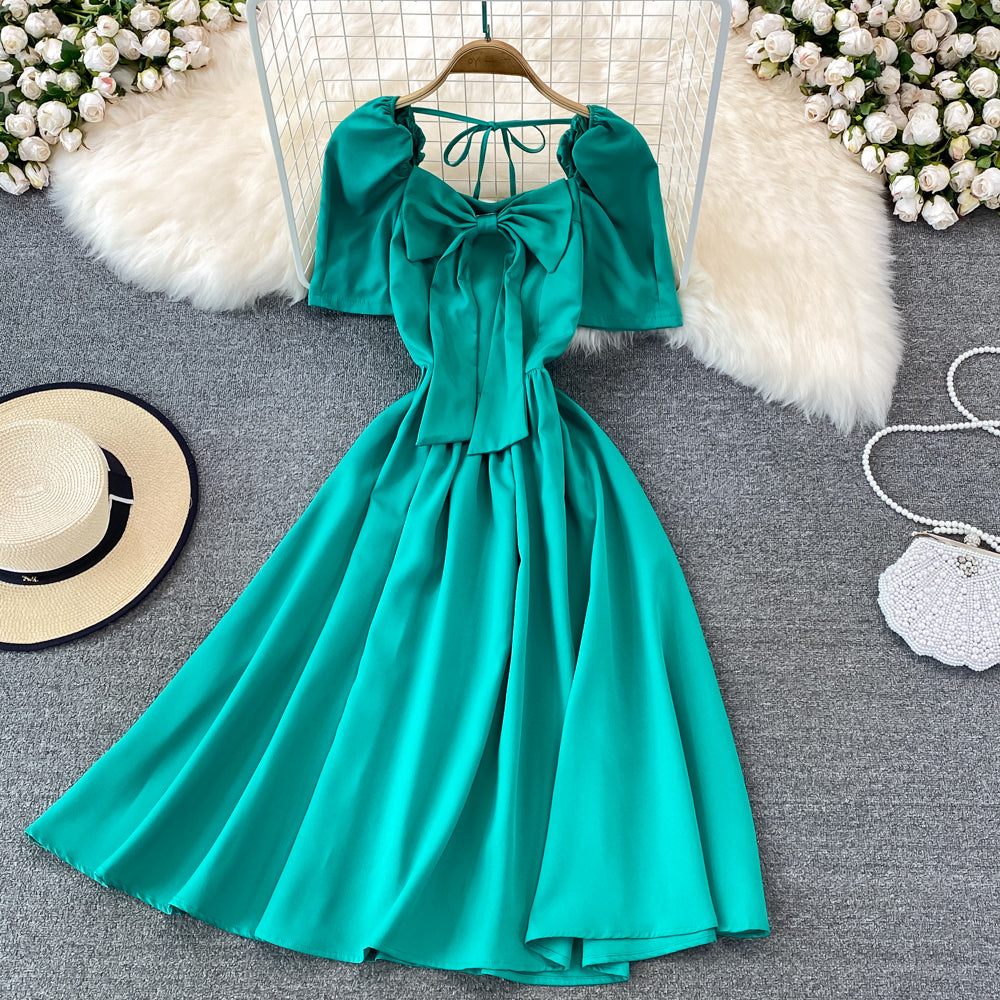 Cute Bow A Line Short Dress HZ1023