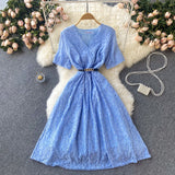 Cute V Neck Lace Short Dress A Line Fashion Dress HZ1023
