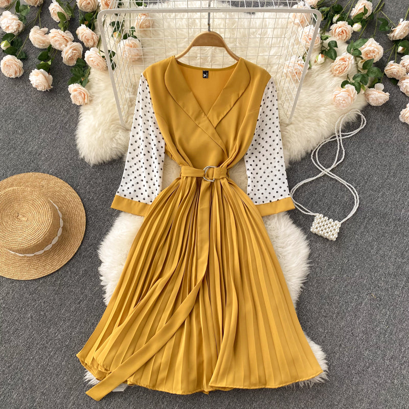 Cute V Neck Long Sleeve Dress A Line Fashion Dress HZ1023