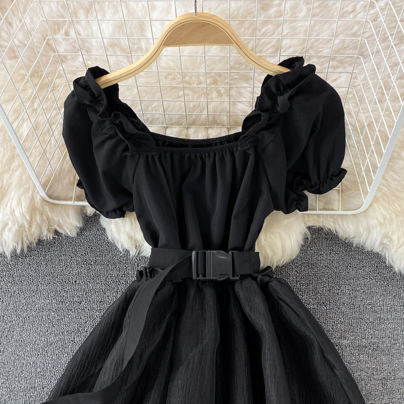 A Line High Low Dress White Fashion Dress Black A Line Dress HZ1023