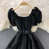 A Line High Low Dress White Fashion Dress Black A Line Dress HZ1023