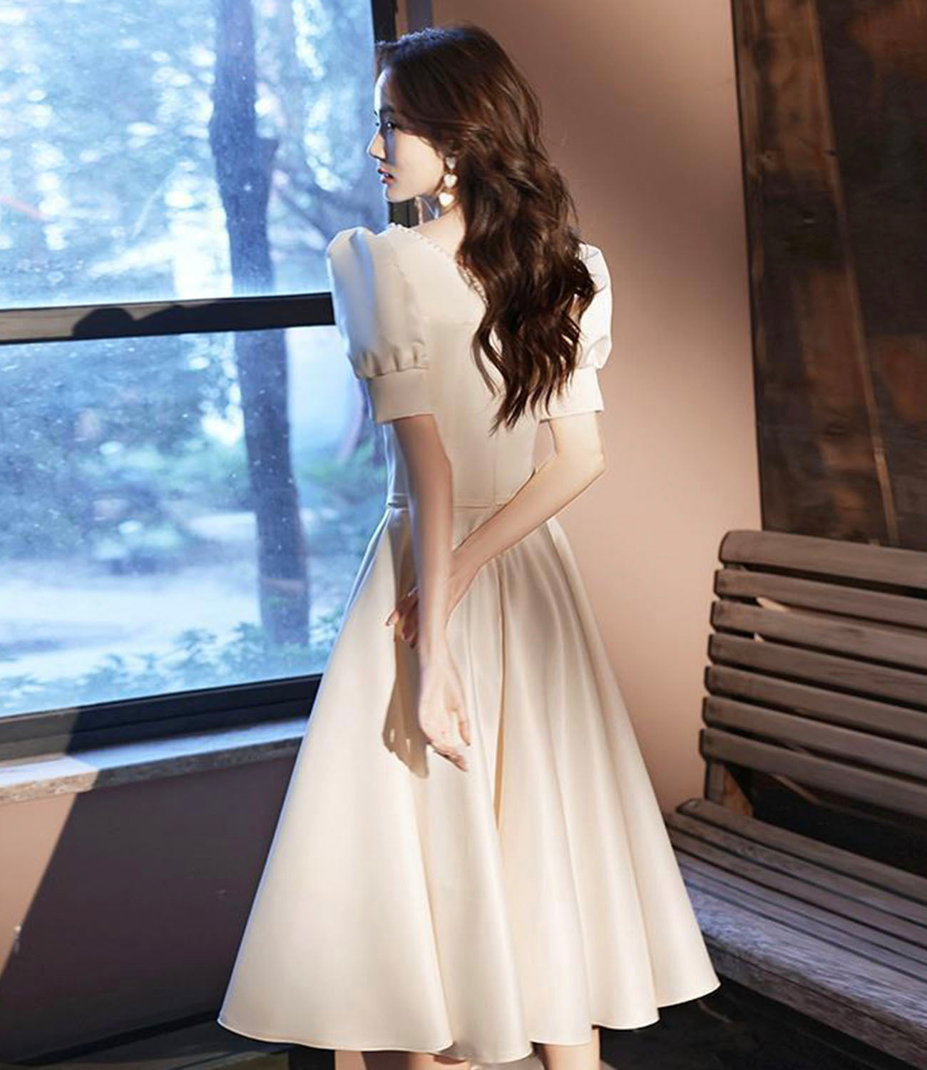 Cute satin short prom dress A line homecoming dress HZ1023