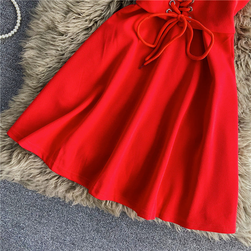 A Line Lace Up Dress Fashion Dress HZ1023