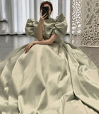 Cute satin long ball gown dress A line formal dress HZ1023